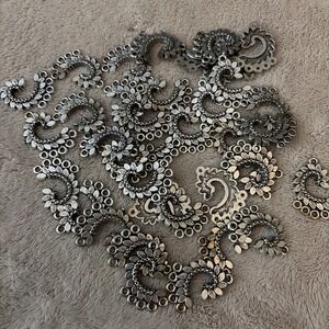 37 Pieces Silver Plate Charms Boho Leaf Shaped Earring Connectors Jewelry Making